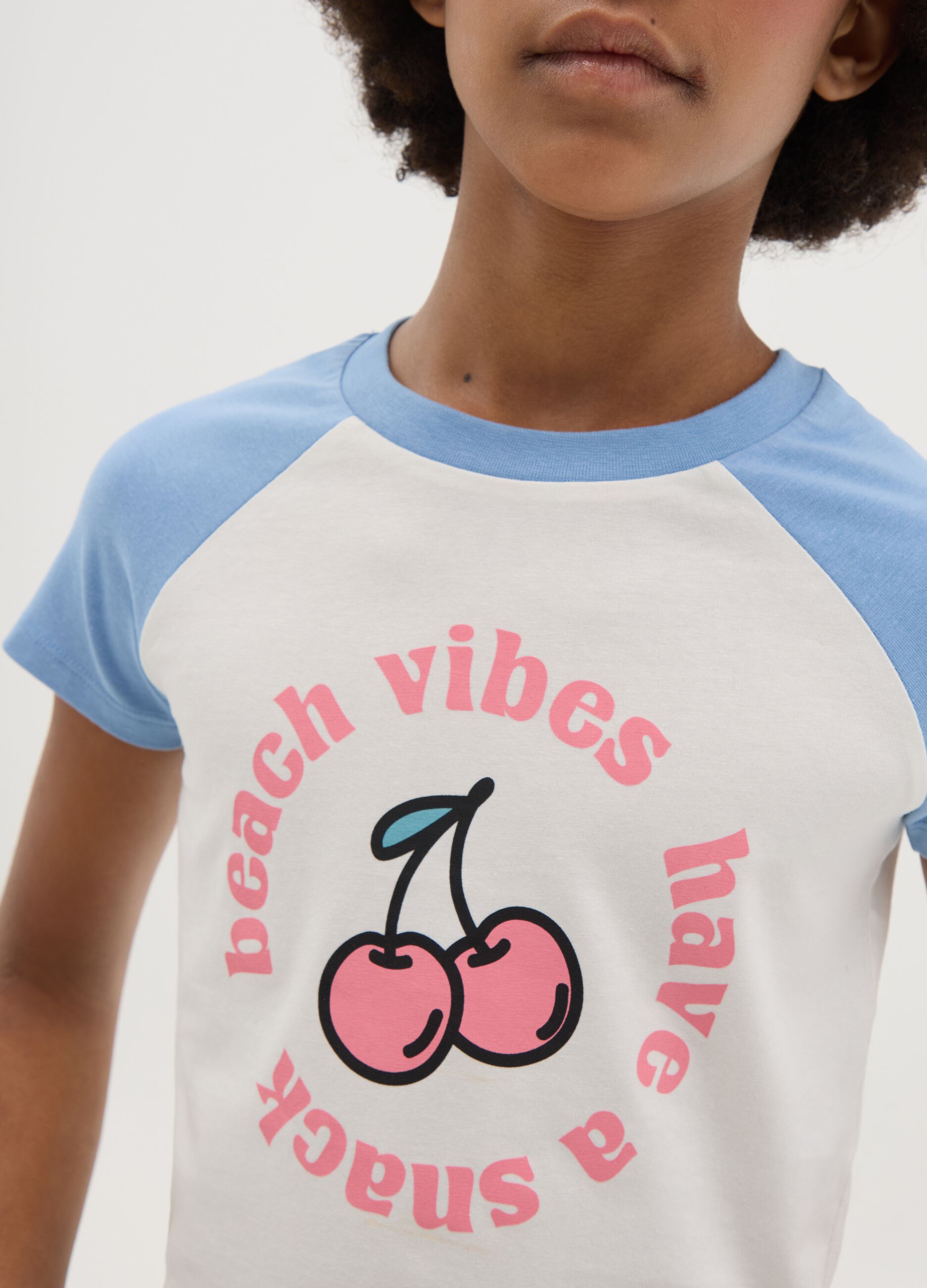 Girl's multicolour cotton t-shirt, regular fit with print