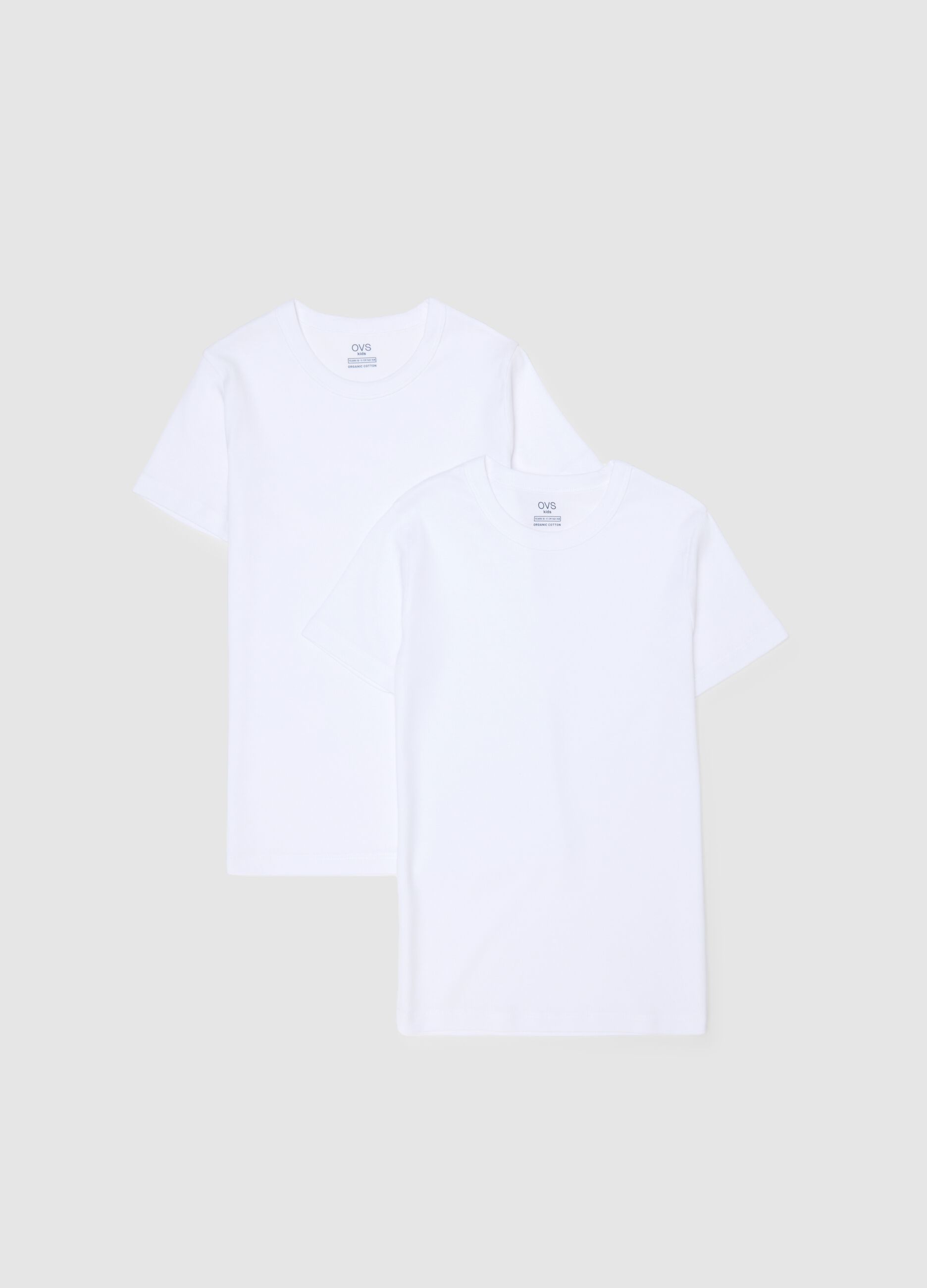 Pack of two white boy's t-shirts in pure cotton over fit