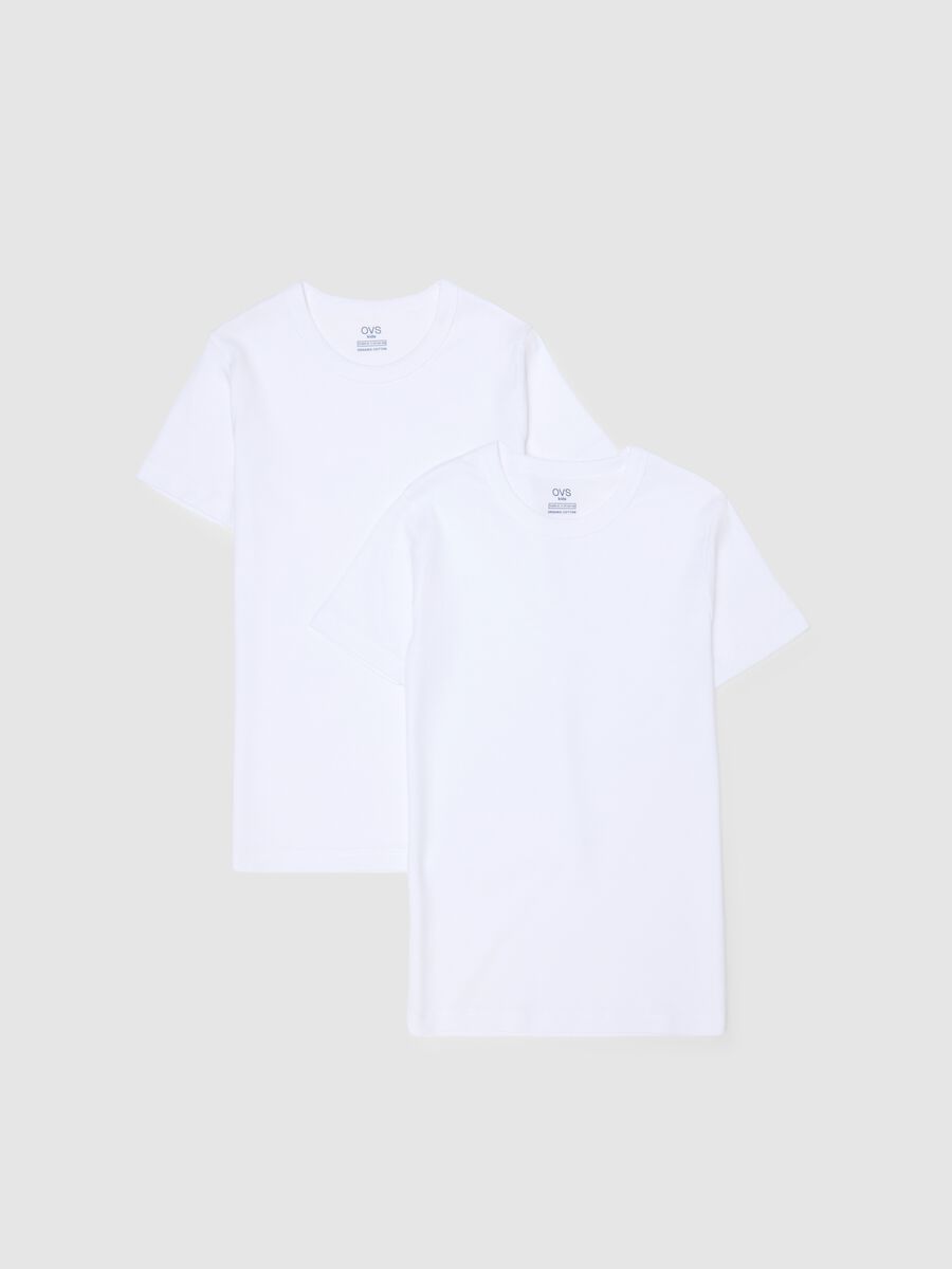 Pack of two white boy's t-shirts in pure cotton over fit_0