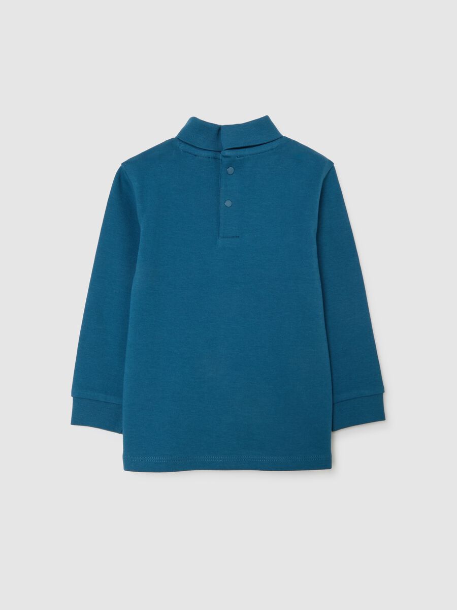 Children's blue high-neck pure cotton jumper with regular fit_1
