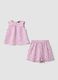Pink stretch-fabric set with top and shorts_0