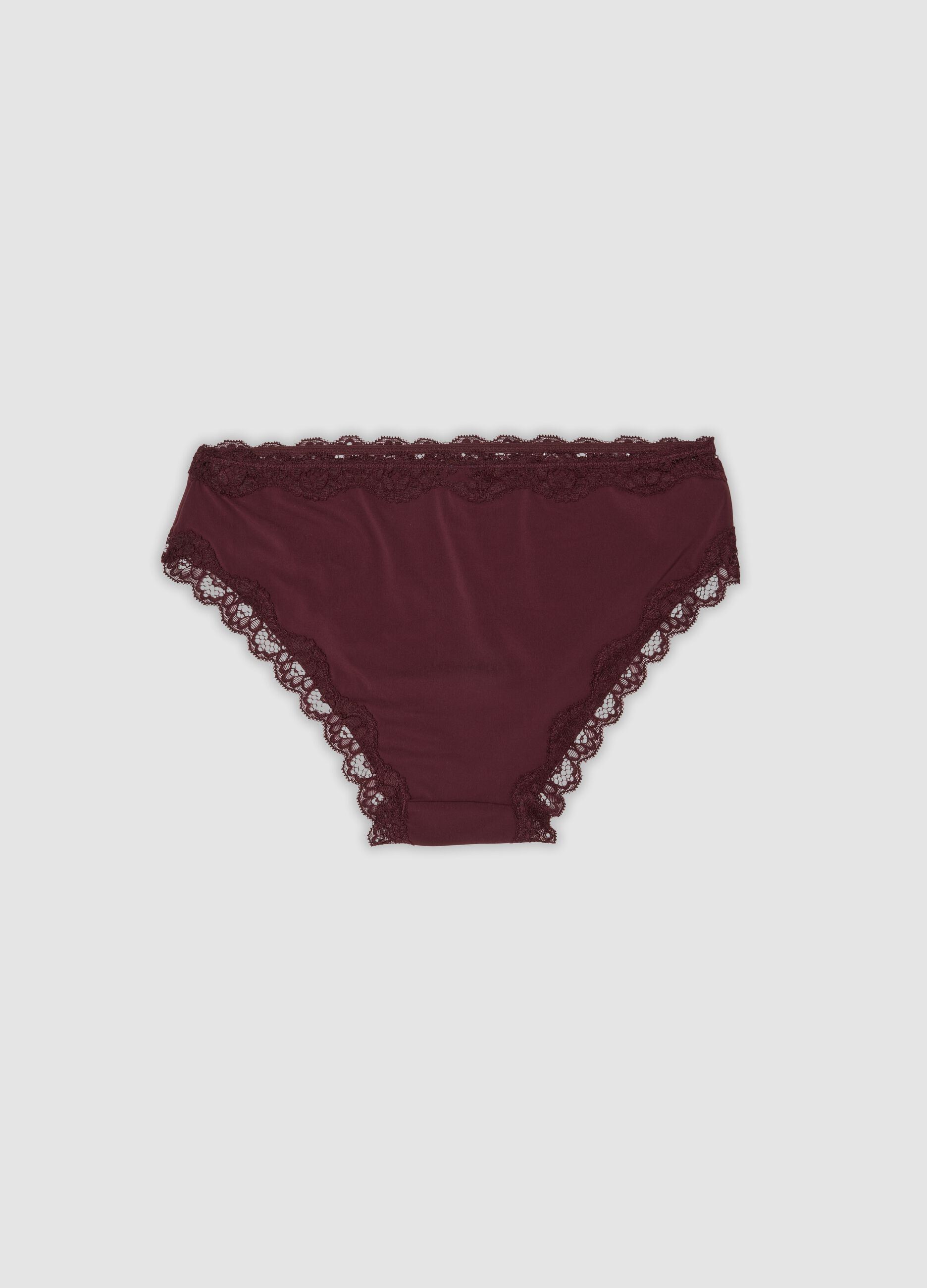 Tripack di slip multicolor in cotone organico con pizzo