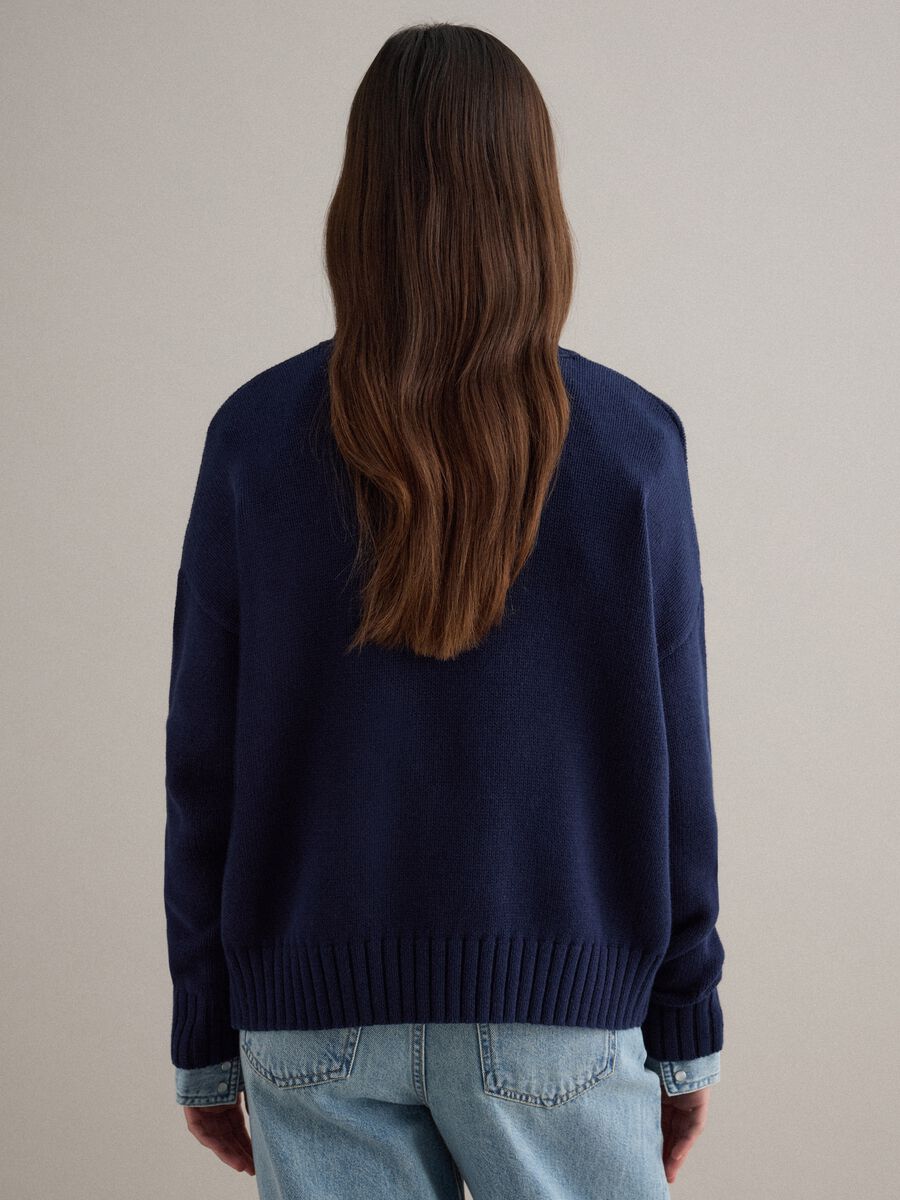 Pure cotton regular fit blue crew neck jumper_3