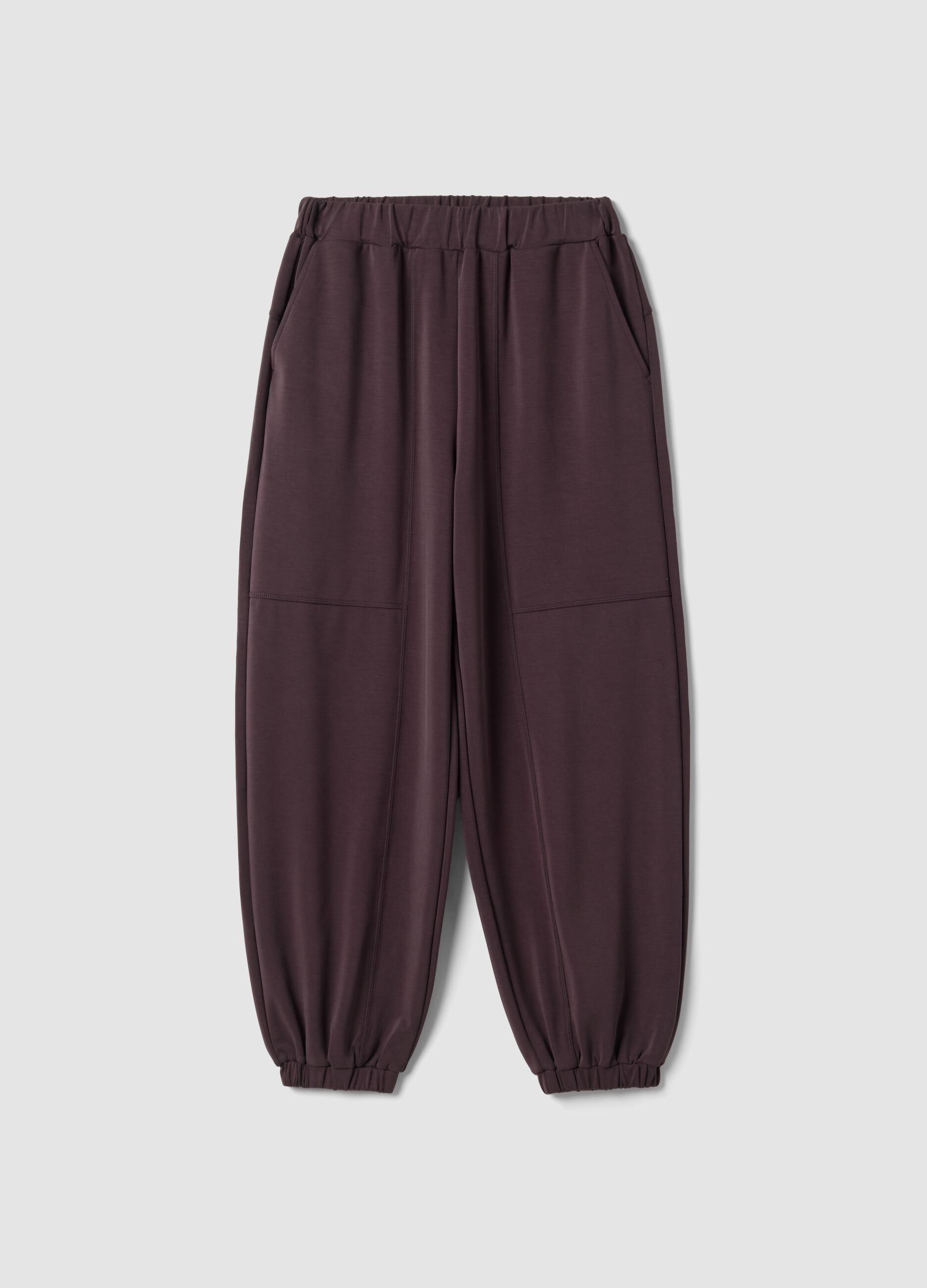 Brown stretch viscose joggers