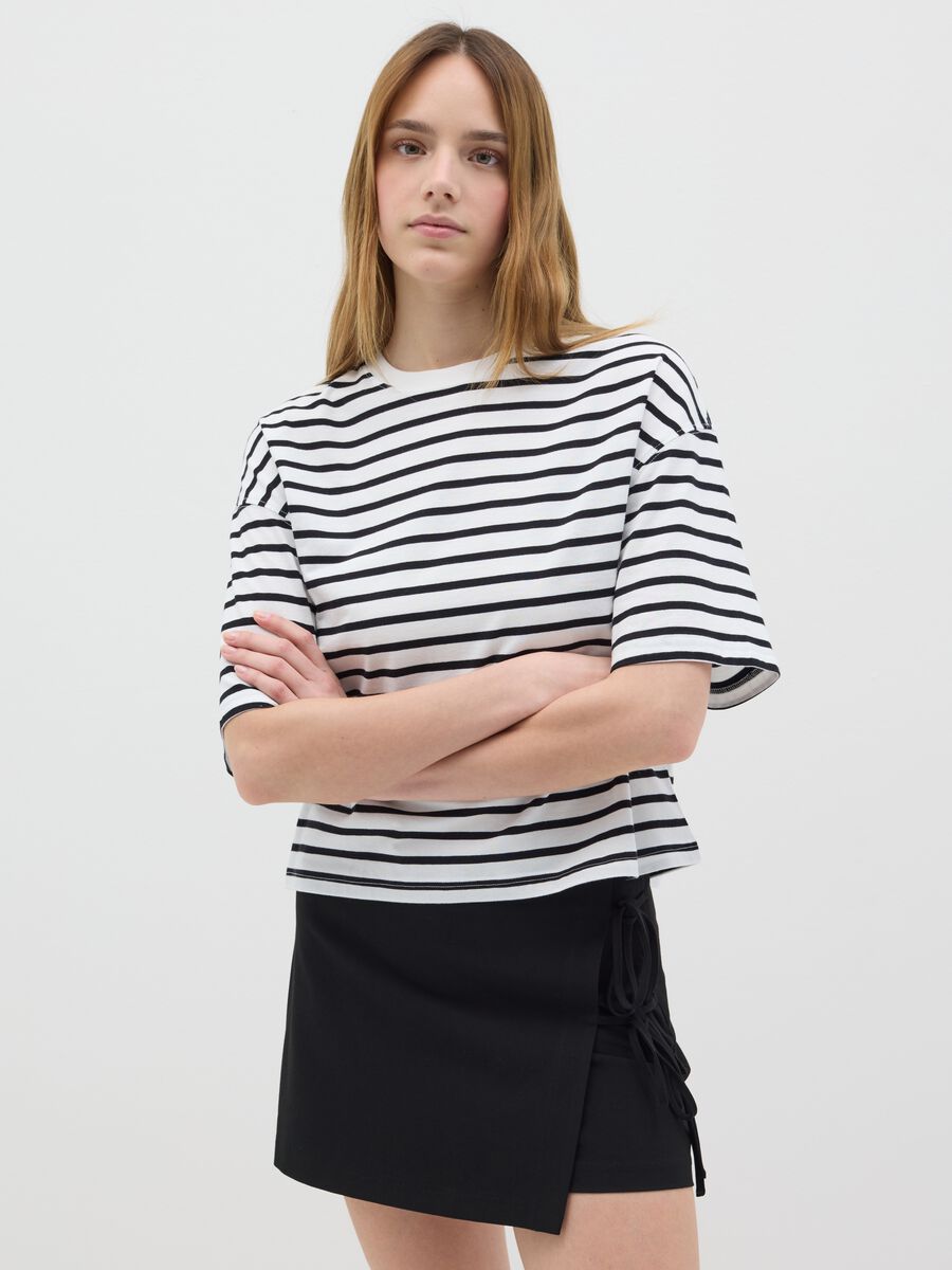 Black and white striped cotton T-shirt_0