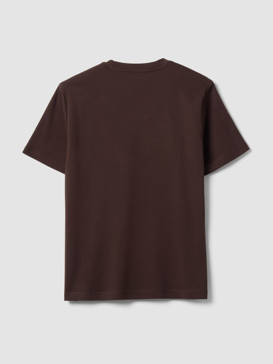 Brown pure cotton regular-fit short-sleeve T-shirt_5