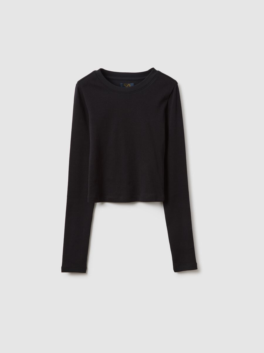 T-shirt in cotone elasticizzato nera da ragazza slim fit_3