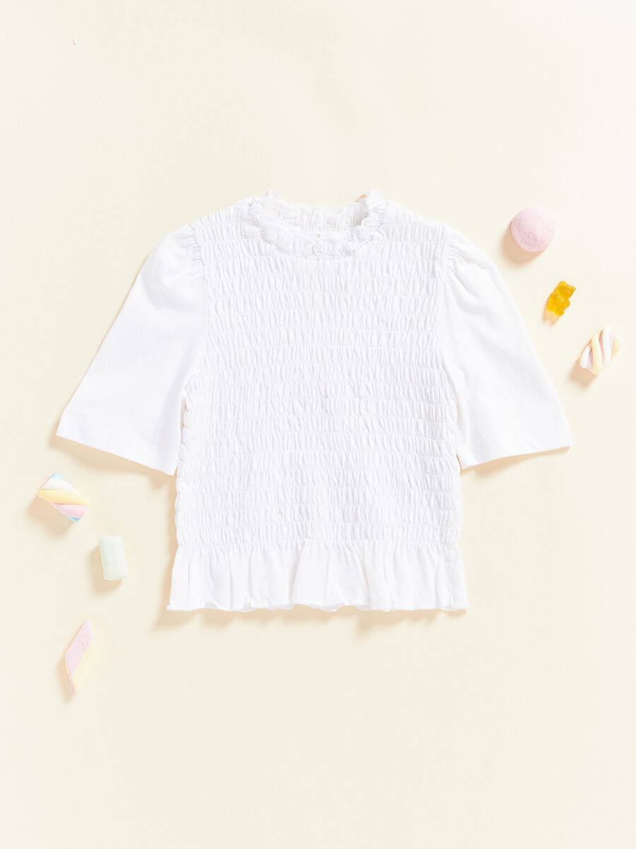IANA 100% cotton T-shirt with smock stitch_0