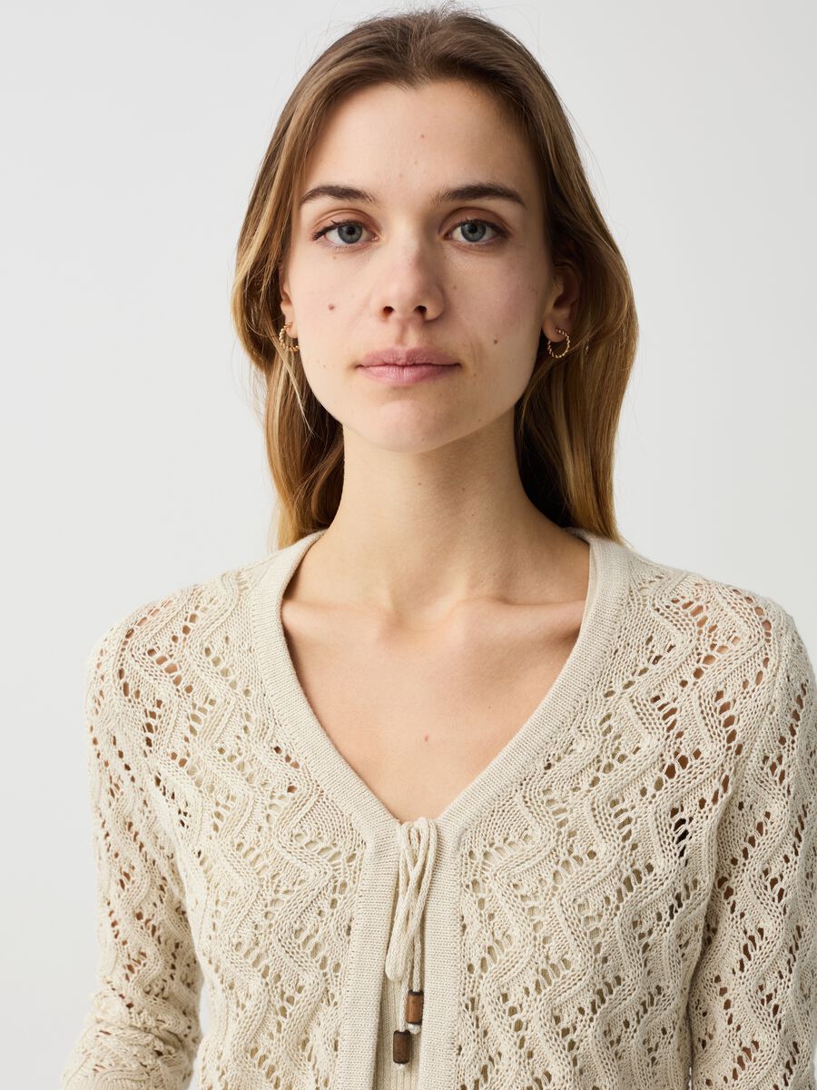 Cropped crochet cardigan in lurex_0