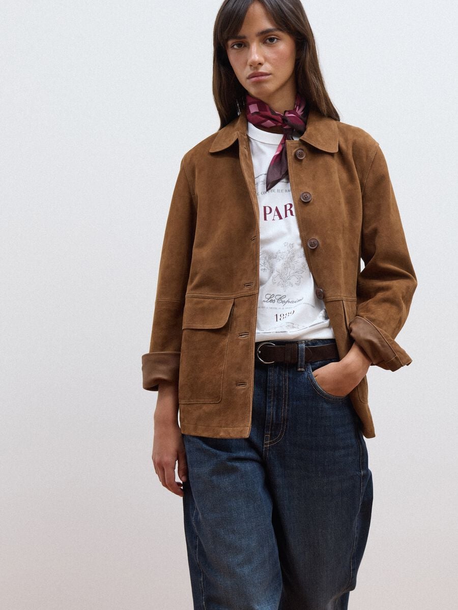 Giacca marrone in vera pelle regular fit_0