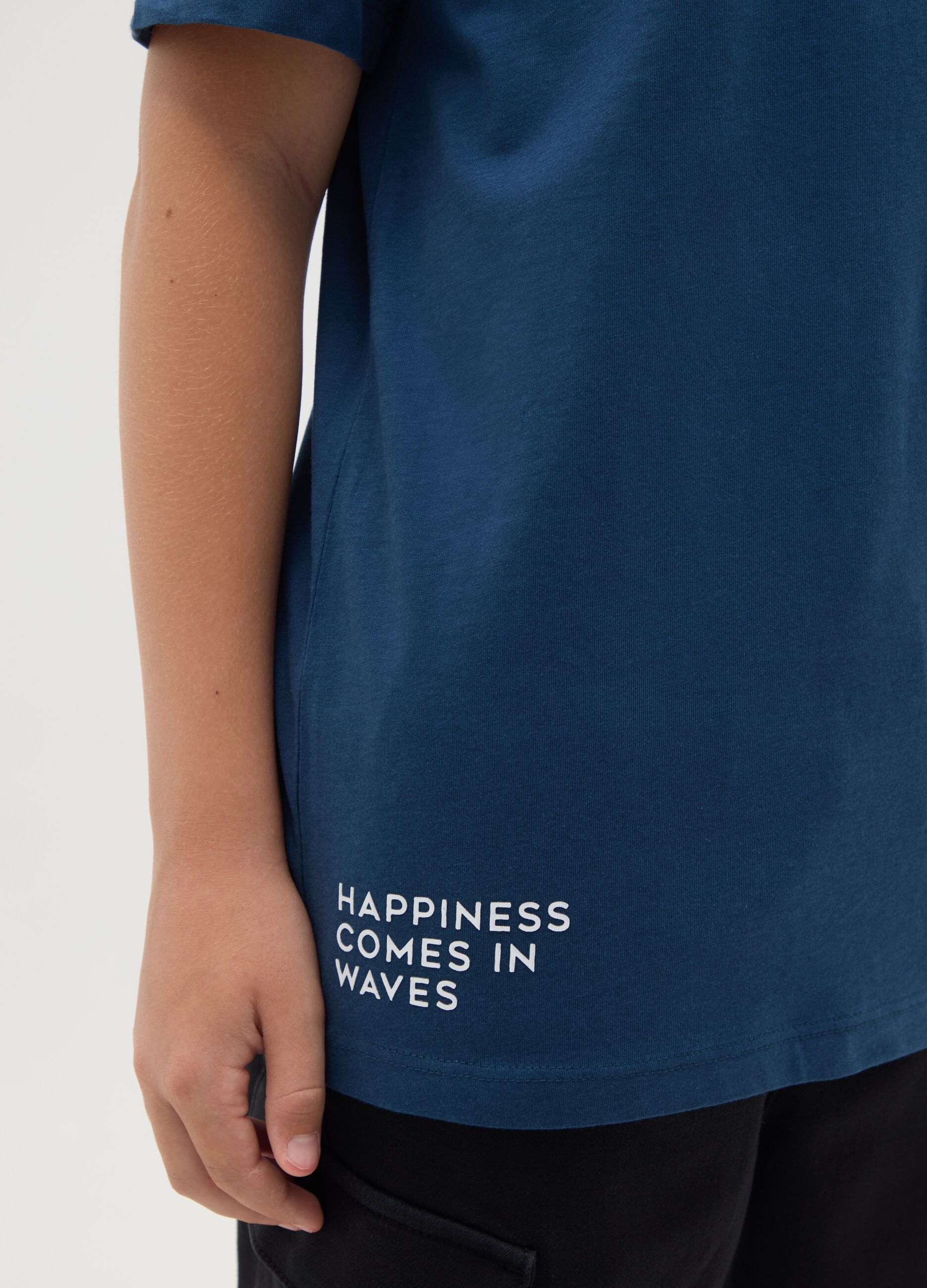 Boys' pure cotton blue regular fit t-shirt