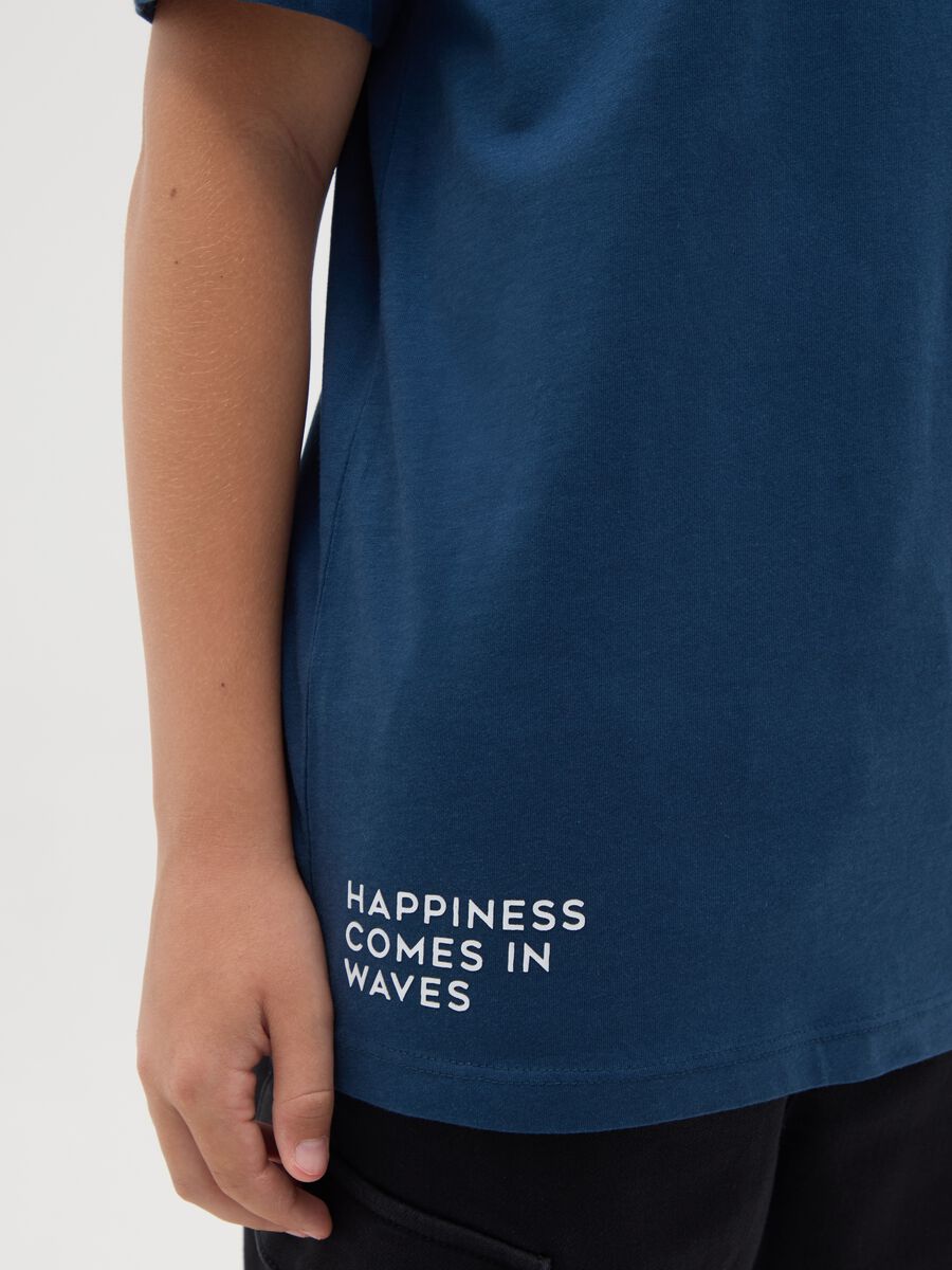 T-shirt da ragazzo in puro cotone blu regular fit_2