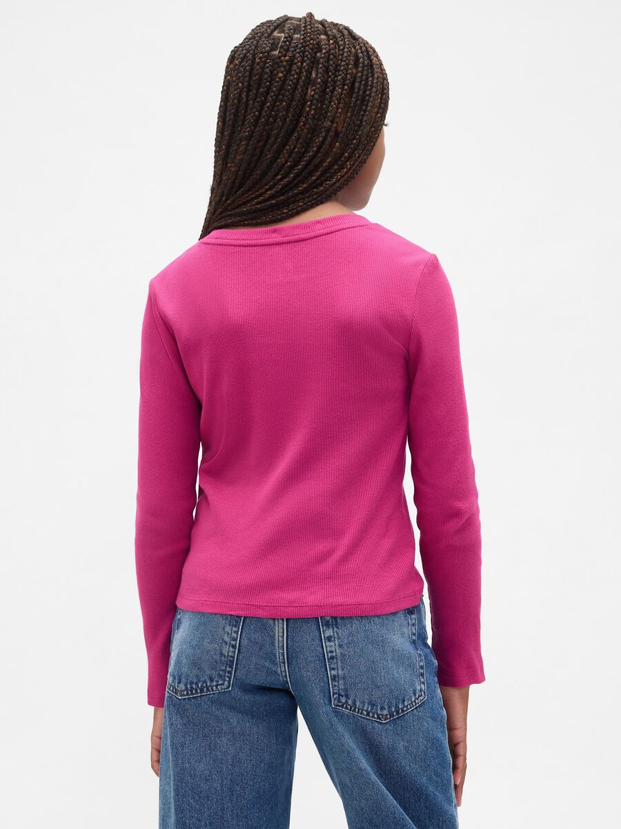 Cotton Long Sleeve Pink T-shirt_1