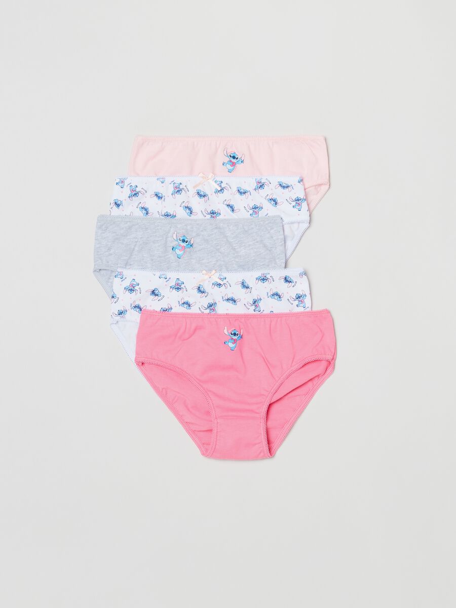 Set cinque slip in cotone con stampa Stitch_0