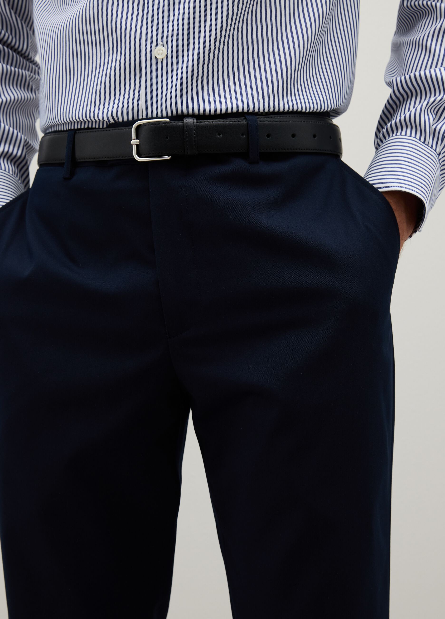 Regular Fit Blue Mixed Trousers