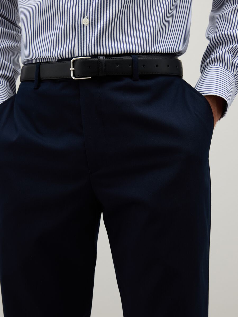 Regular Fit Blue Mixed Trousers_3
