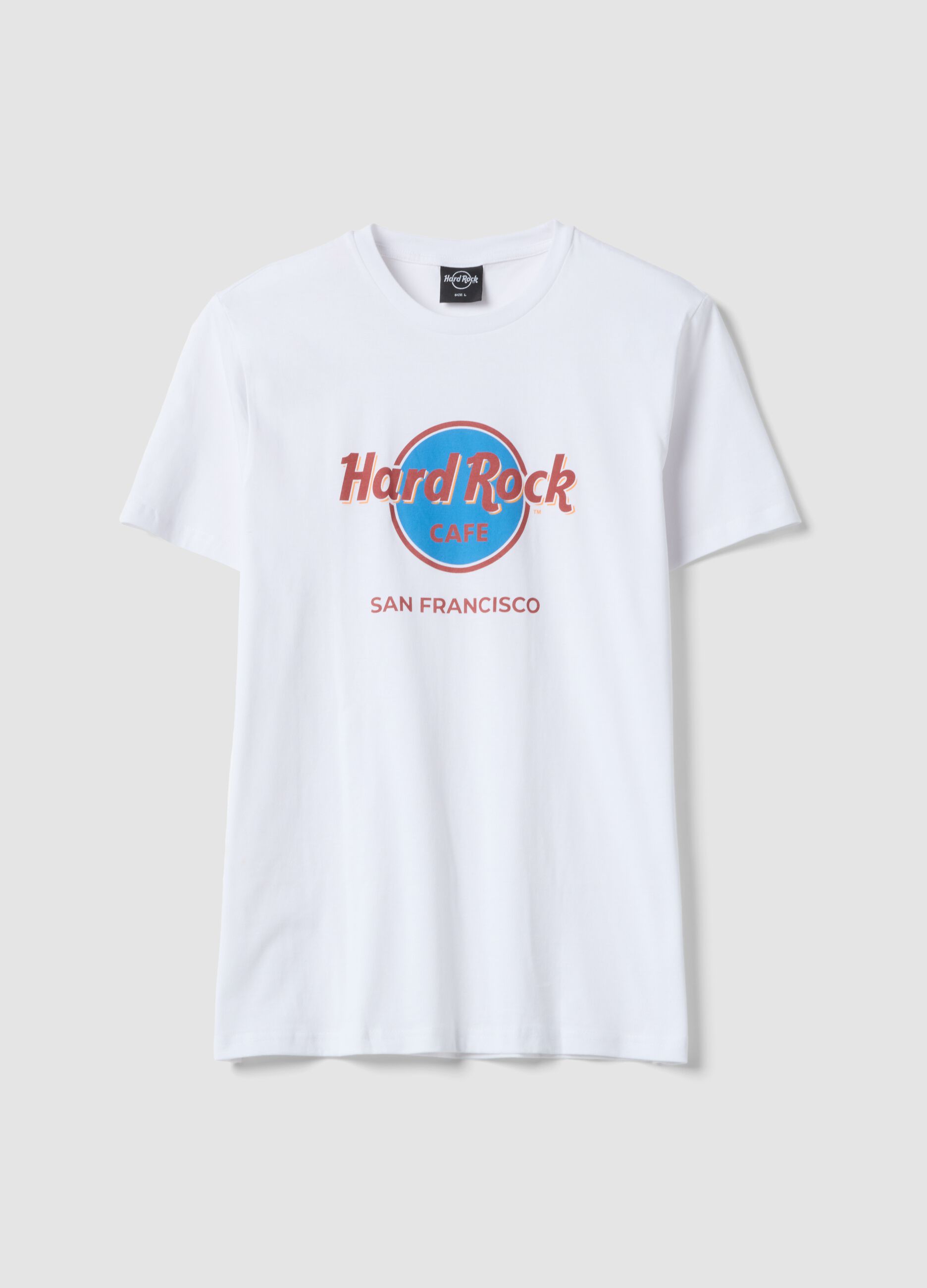 White pure cotton regular-fit T-shirt with Hard Rock Cafe print