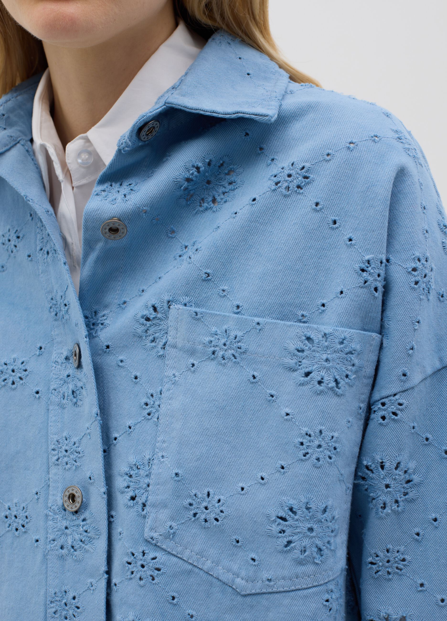 Camicia da donna in puro cotone azzurra regular fit