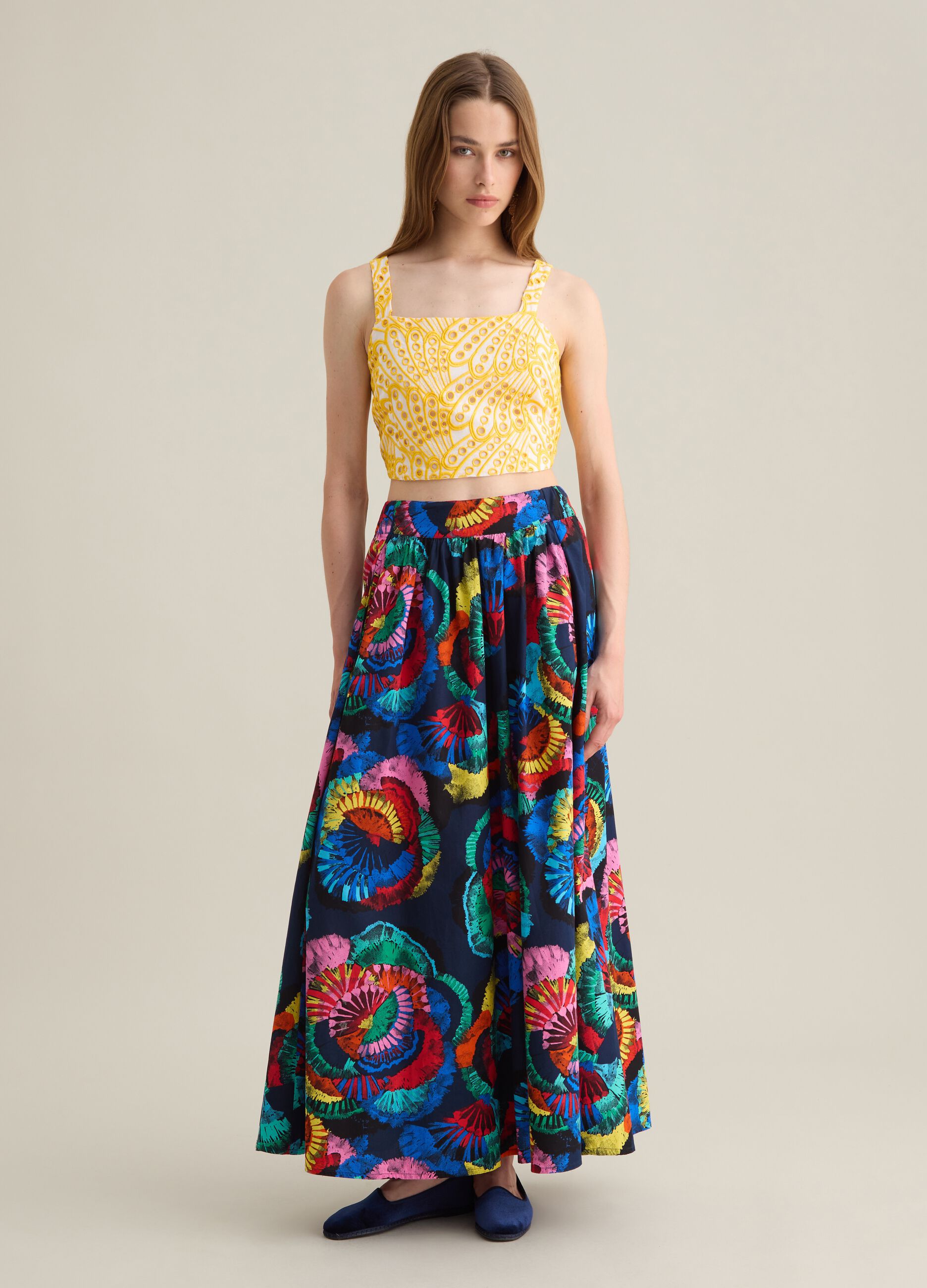 Women’s multicoloured crop top in 100% cotton with regular fit