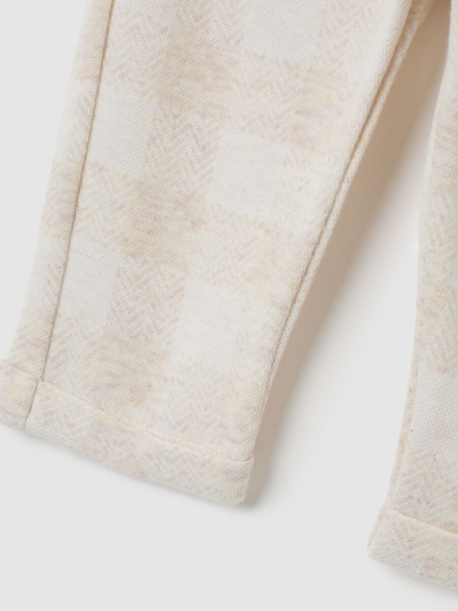 Beige cotton-blend baby trousers with regular fit_3