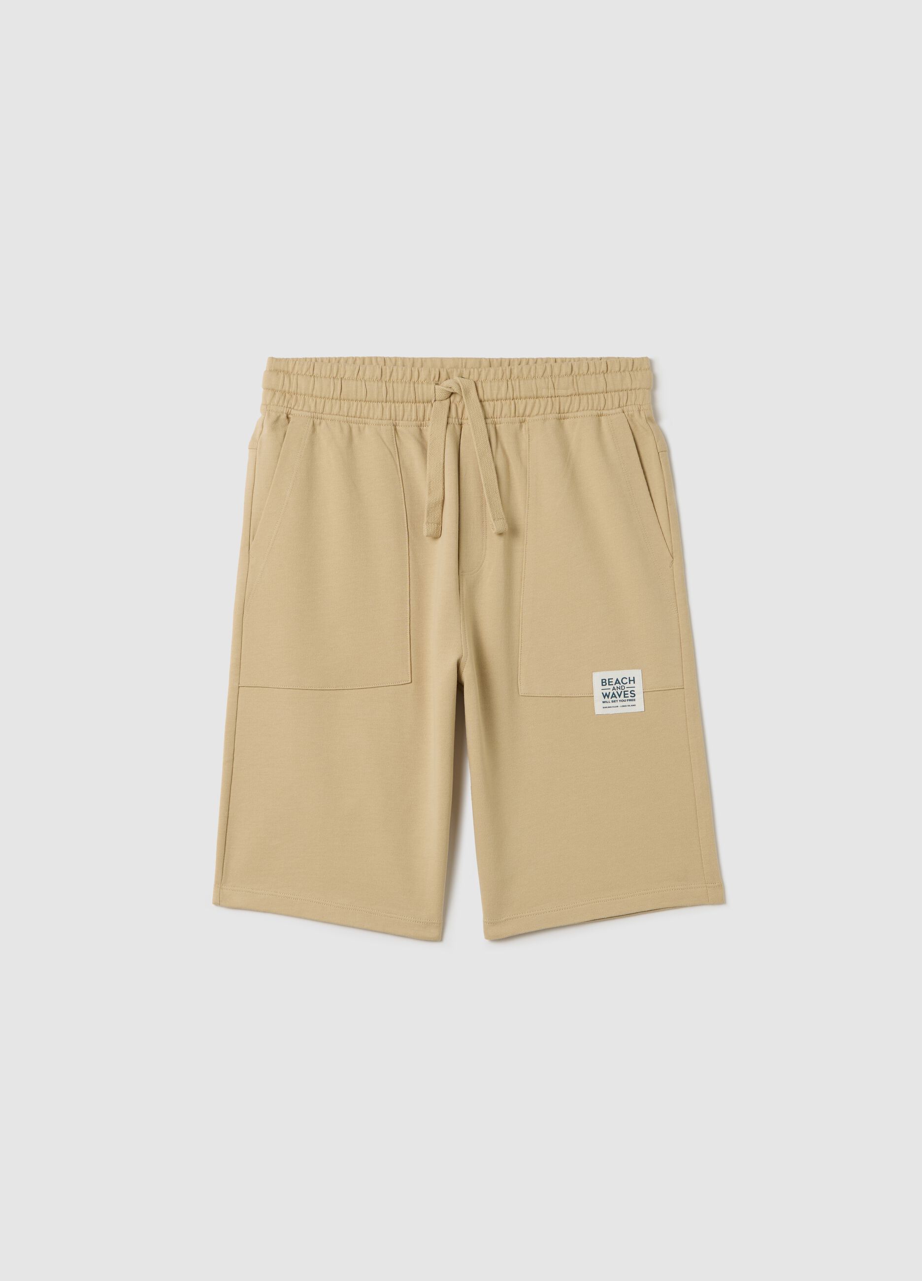 Beige shorts in 100% cotton