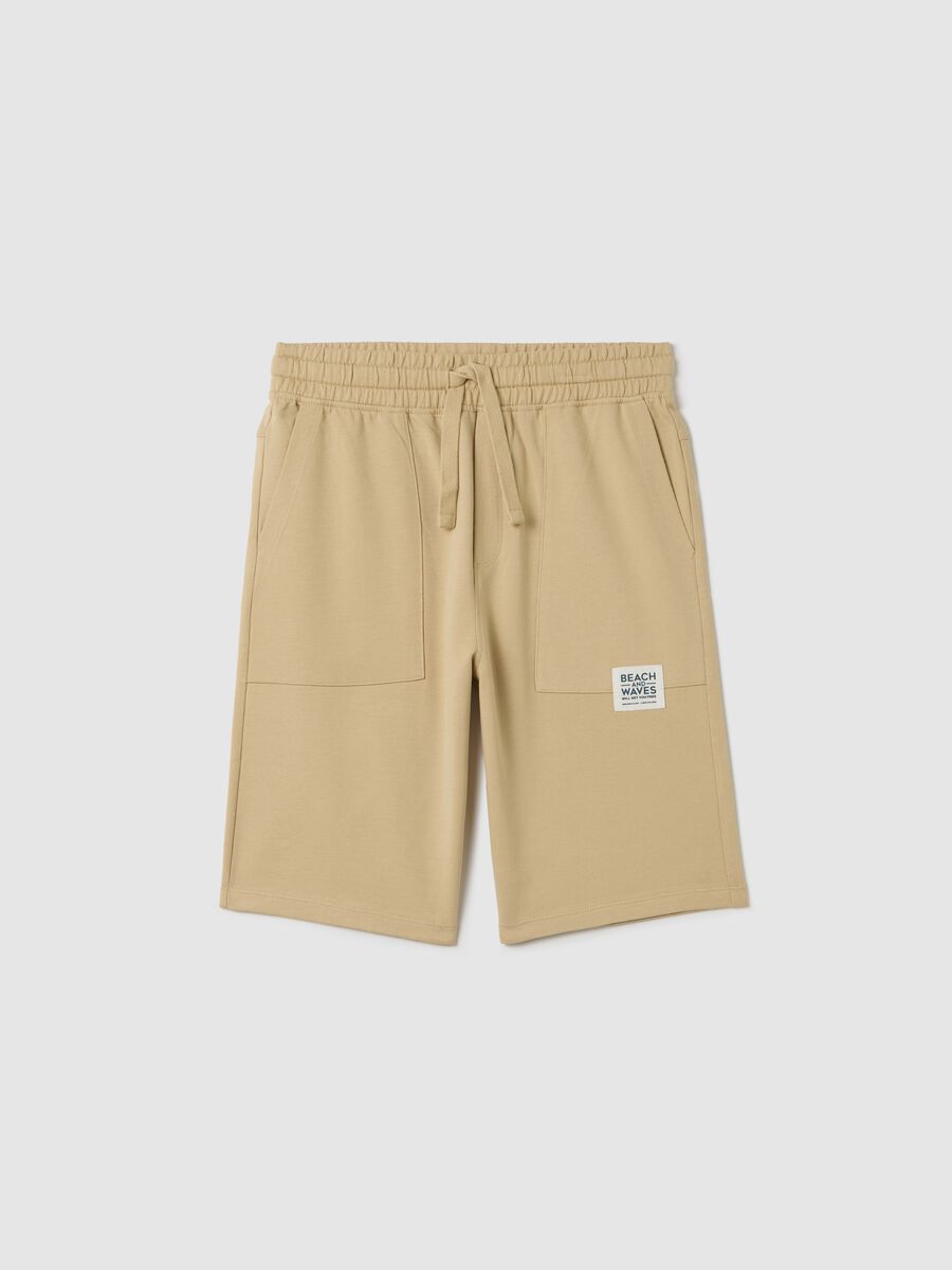 Beige shorts in 100% cotton_3