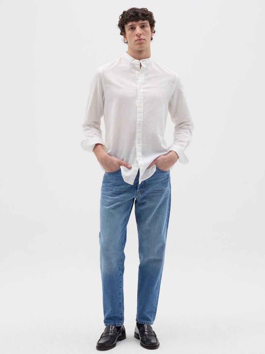 Cotton and linen shirt with Mandarin collar_1