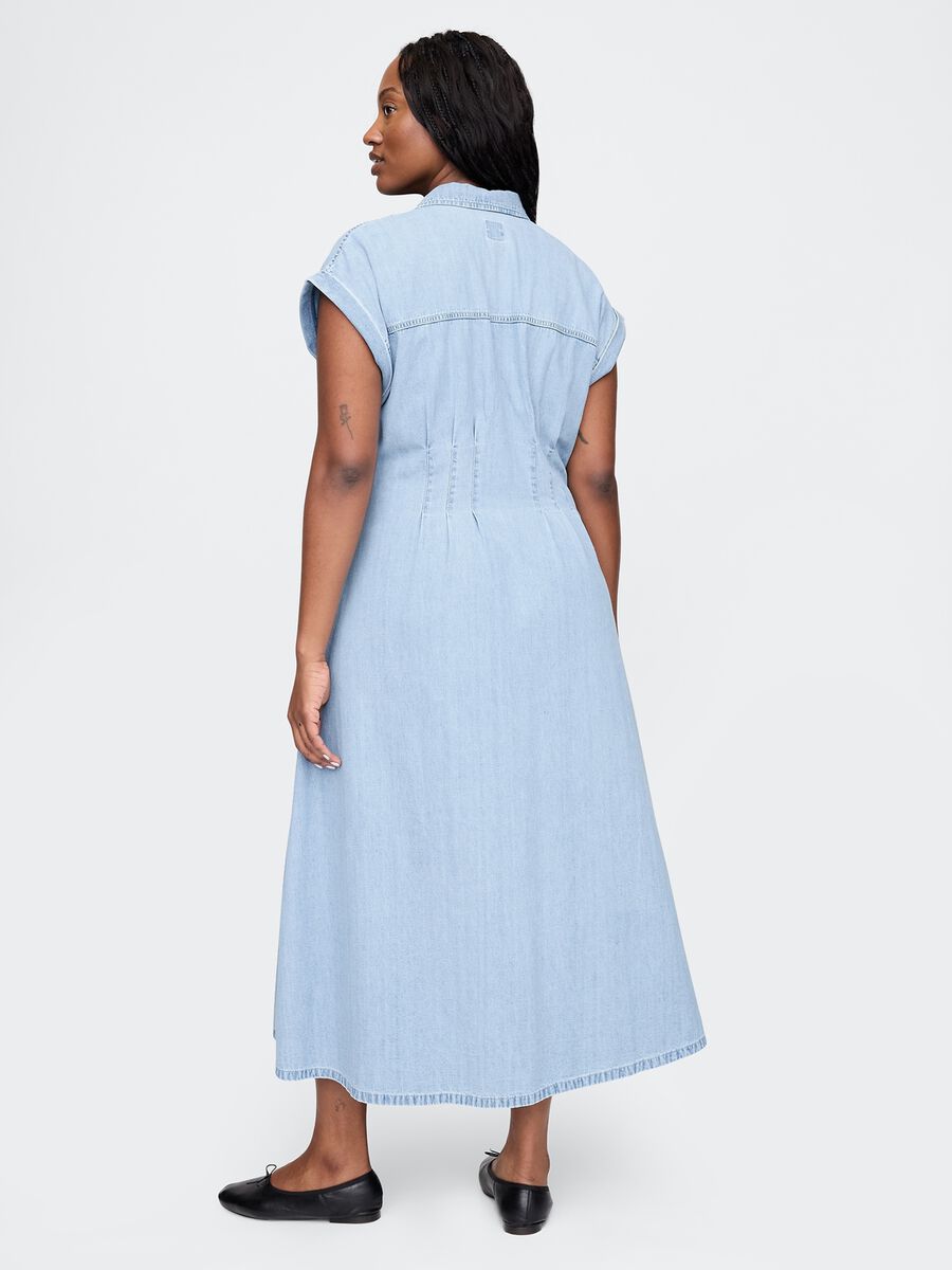 Vestito lungo denim in cotone_5