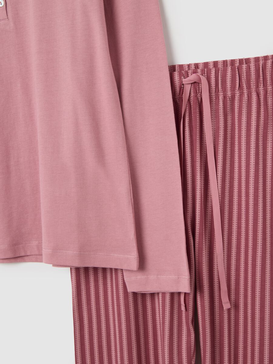 Set pigiama lungo rosa in puro cotone_5
