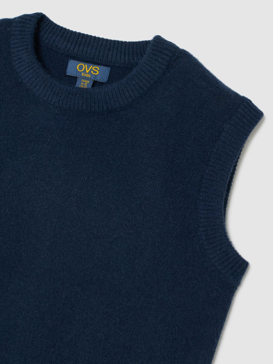 Gilet girocollo blu da bambino regular fit senza maniche_2