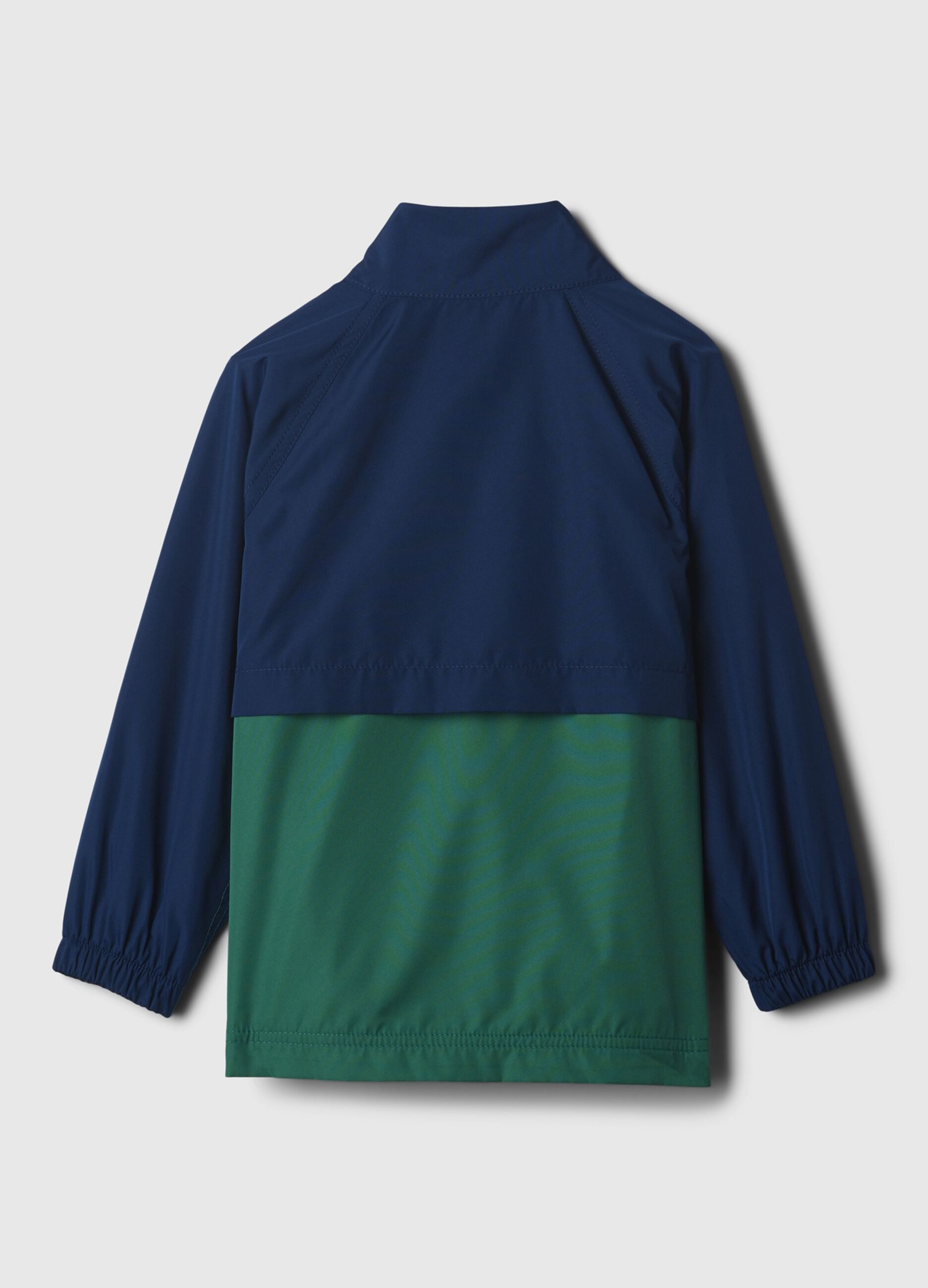 Two-tone windbreaker with logo patch