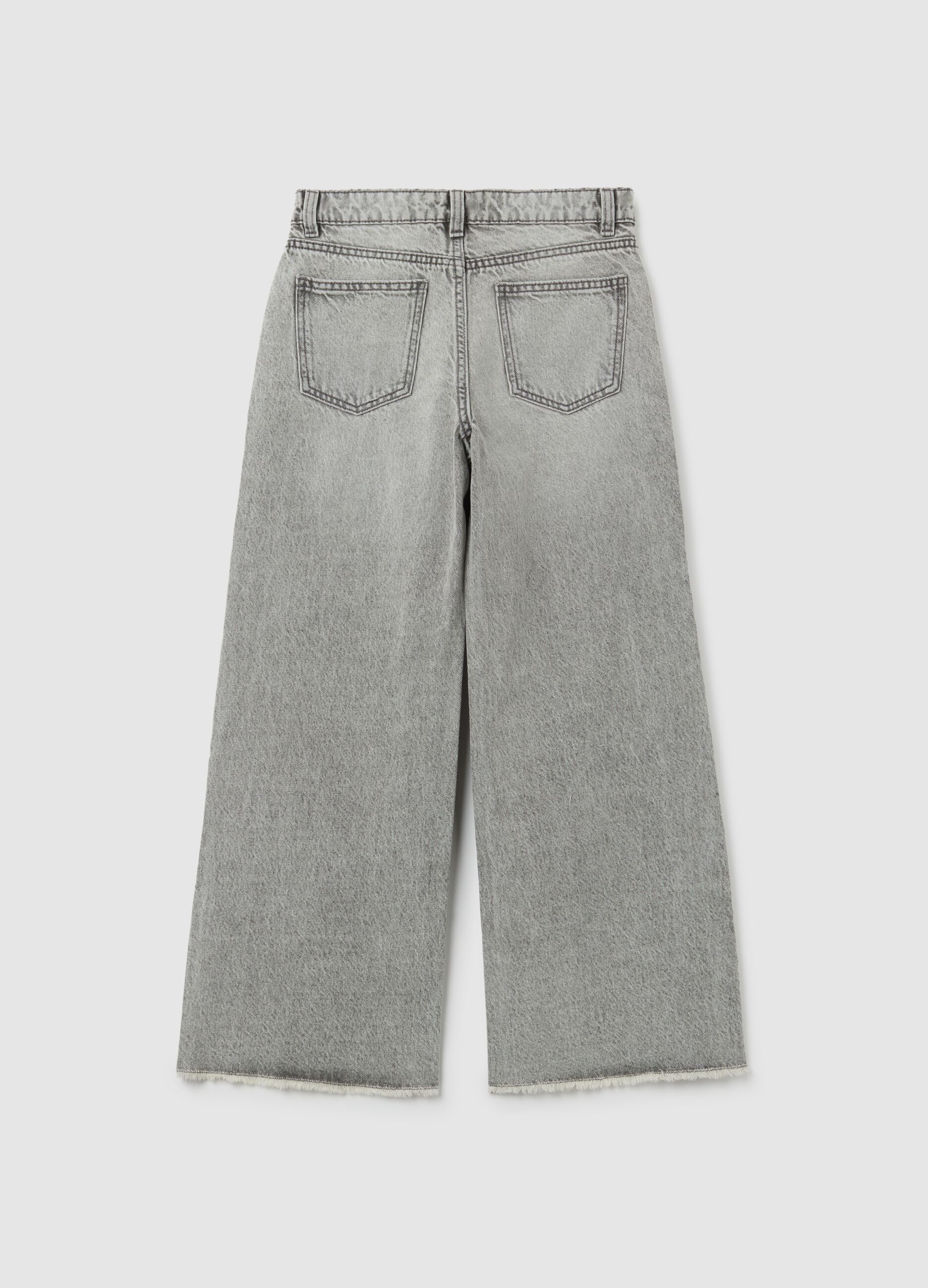 Jeans da ragazza in puro cotone grigi culotte