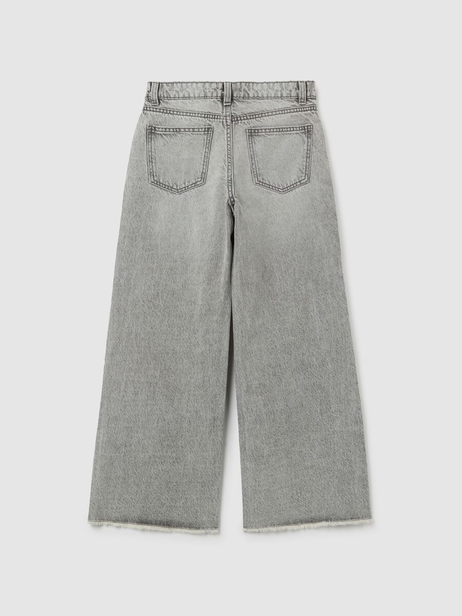 Jeans da ragazza in puro cotone grigi culotte_1