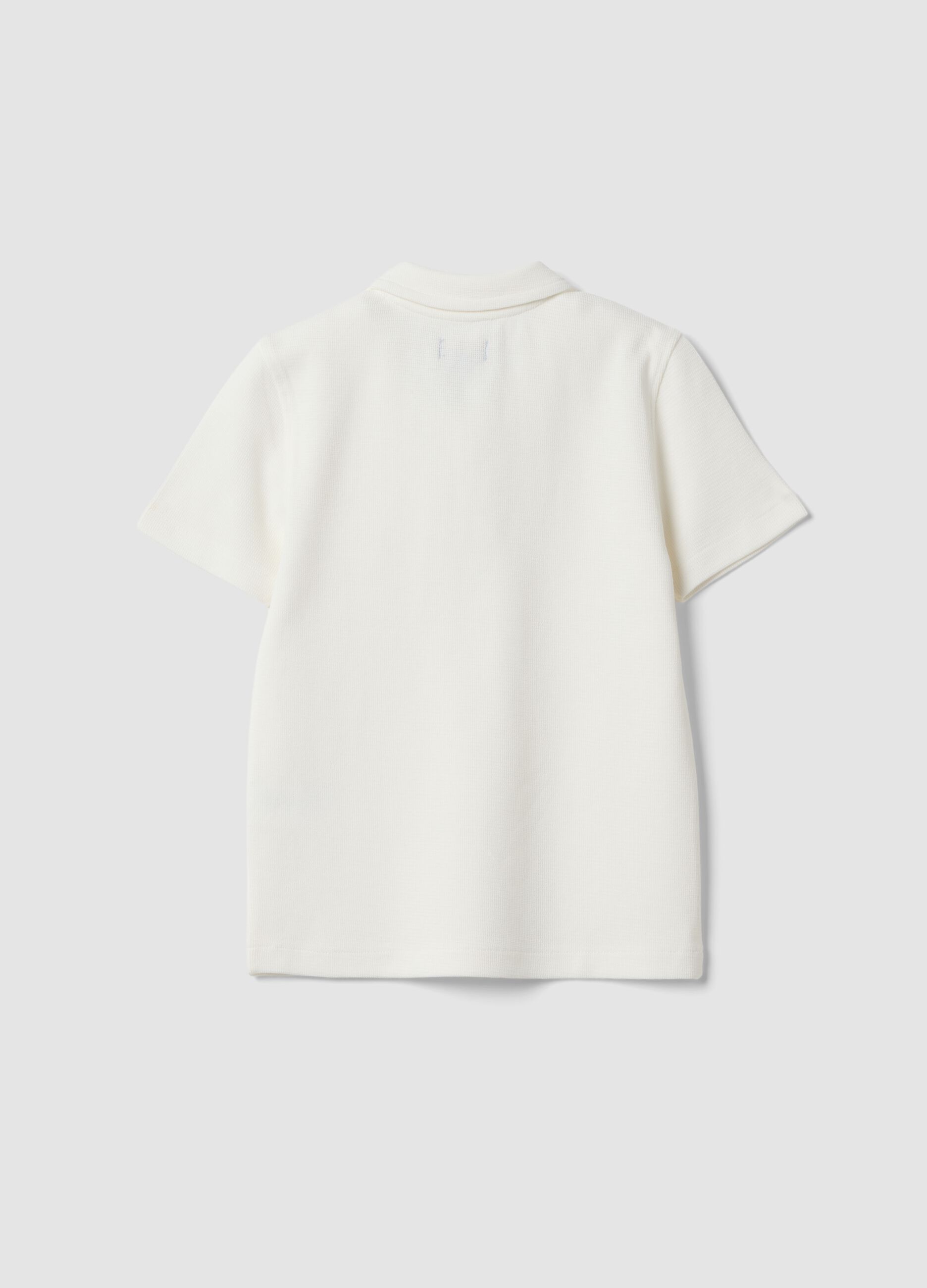 Polo bianca in cotone elasticizzato per bambino