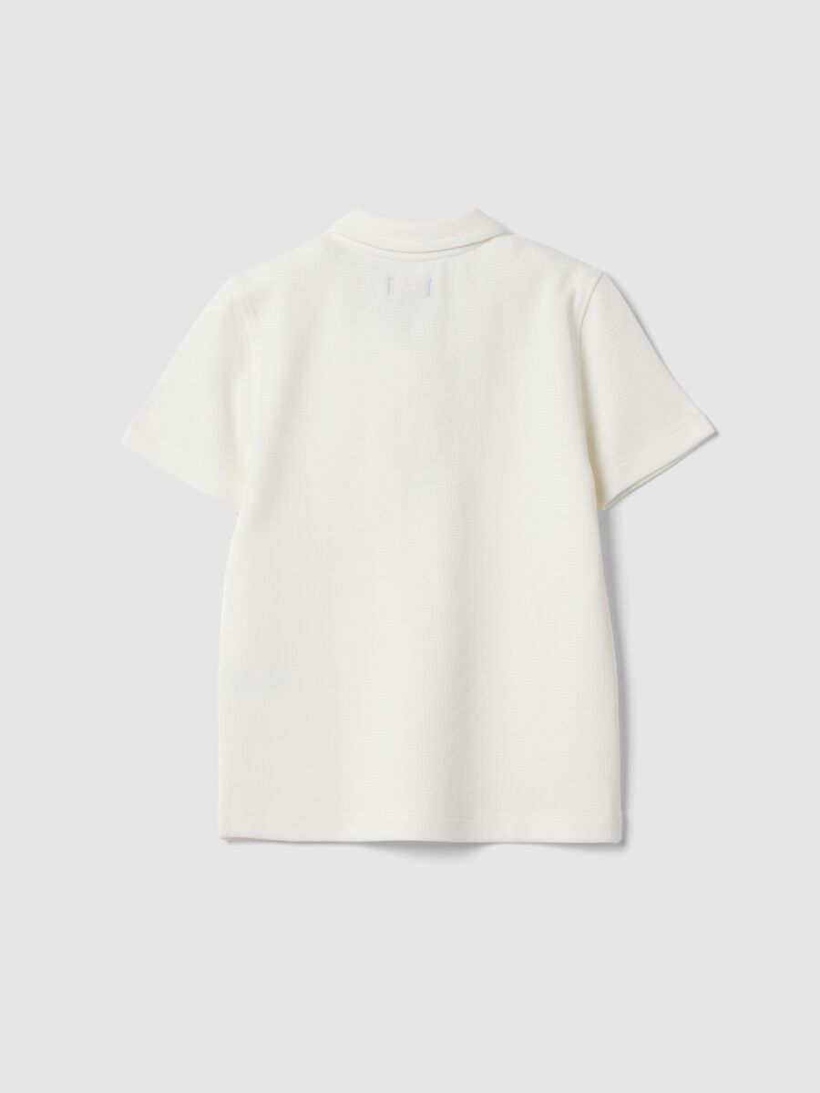 White stretch cotton polo shirt for boys_1