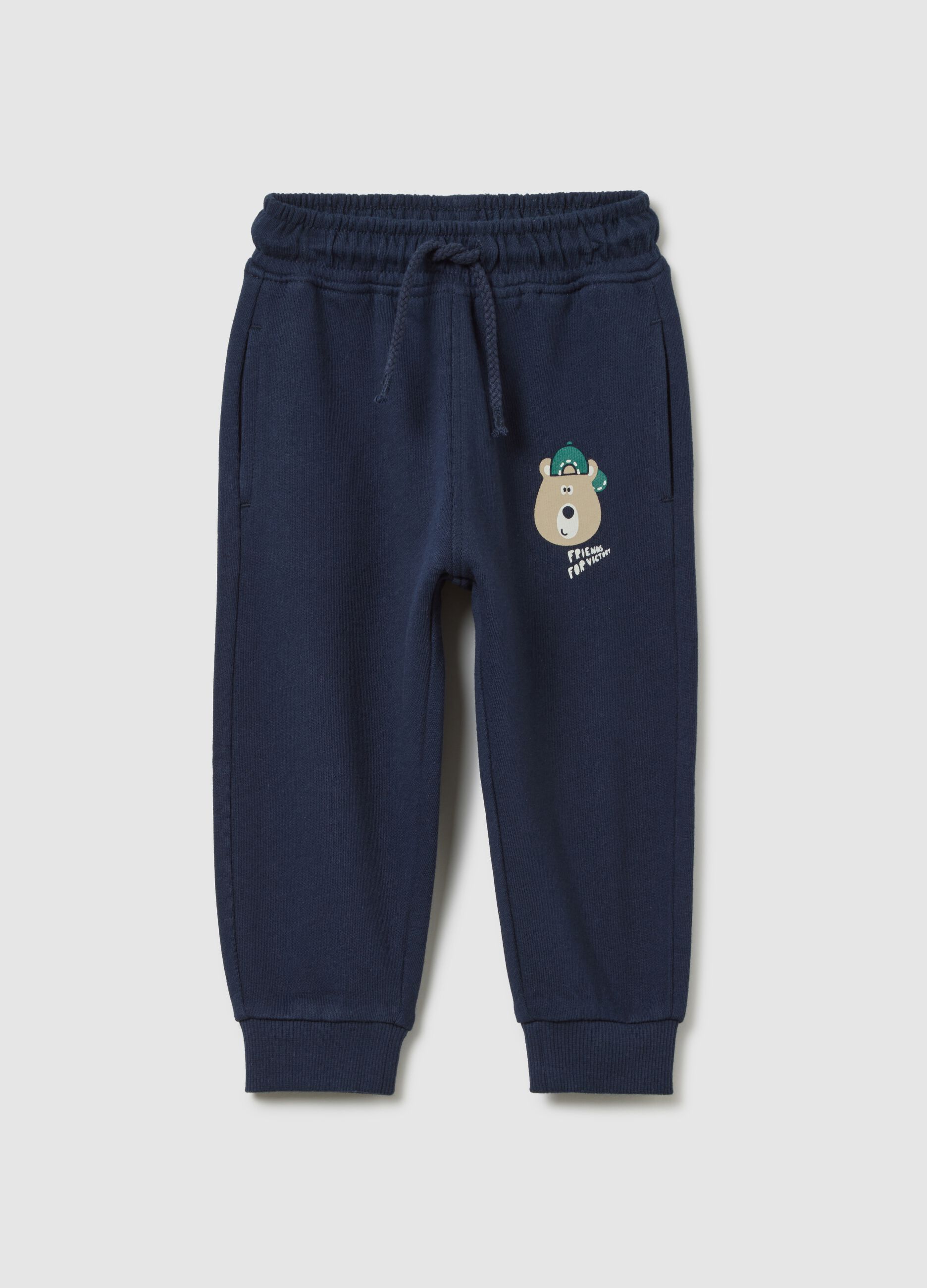 Children's navy cotton trousers, regular fit