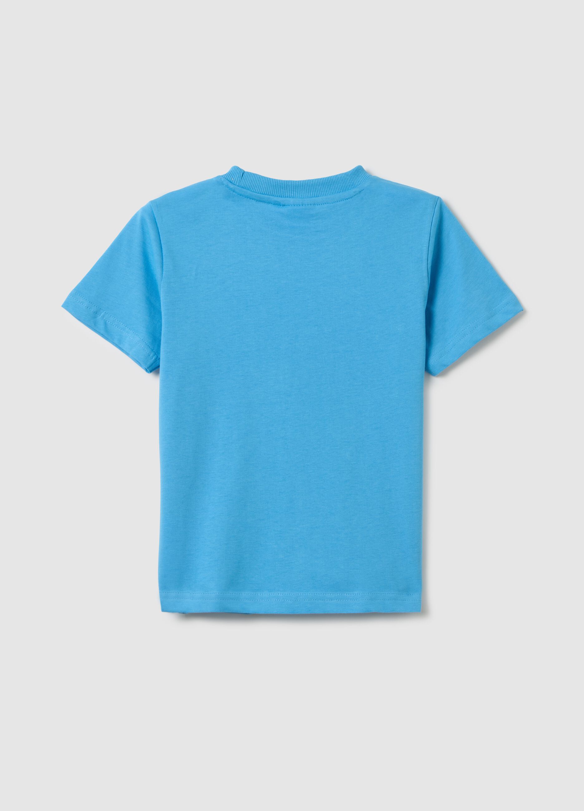 Regular fit children's azure cotton t-shirt with print