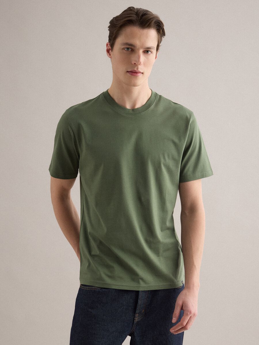 Green pure cotton crew neck T-shirt relaxed fit_1
