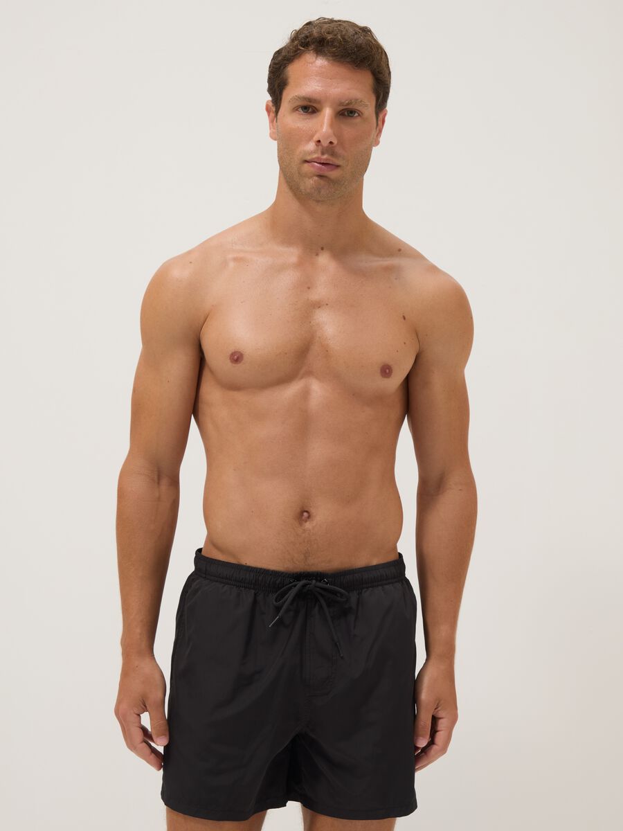 Boxer mare nero con vita elasticizzata e coulisse_0