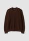 Brown pure cotton jumper with deep V-neck, regular fit_0