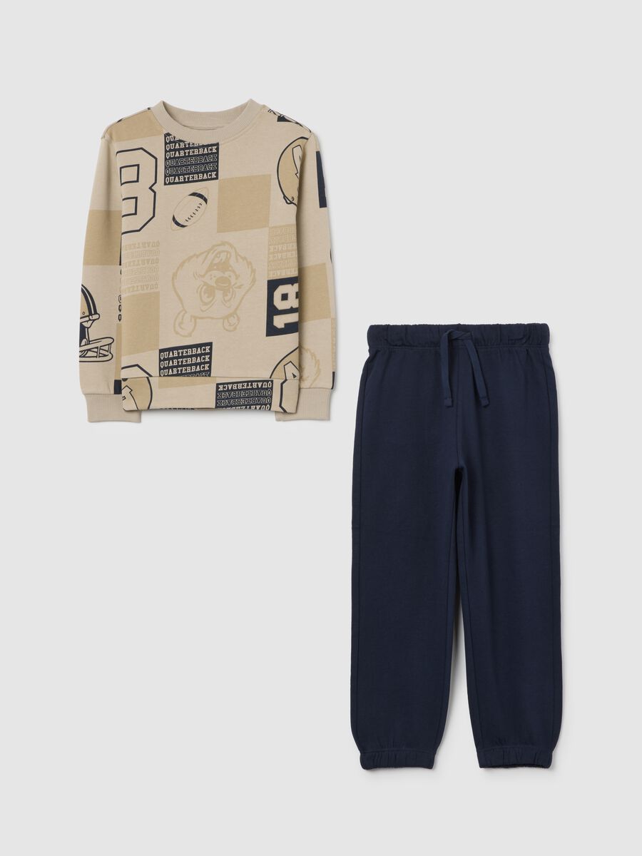 Beige and blue cotton set for boys_0