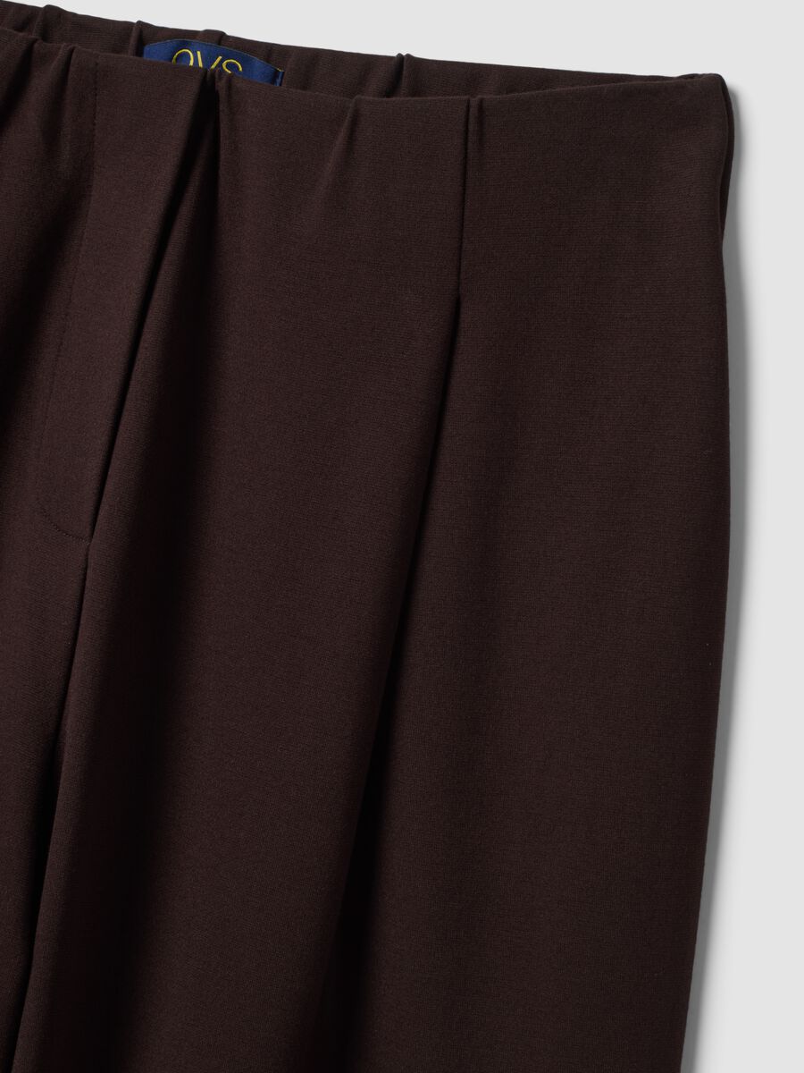 Pantaloni jogger marroni in punto Milano di viscosa elasticizzata barrel fit_5