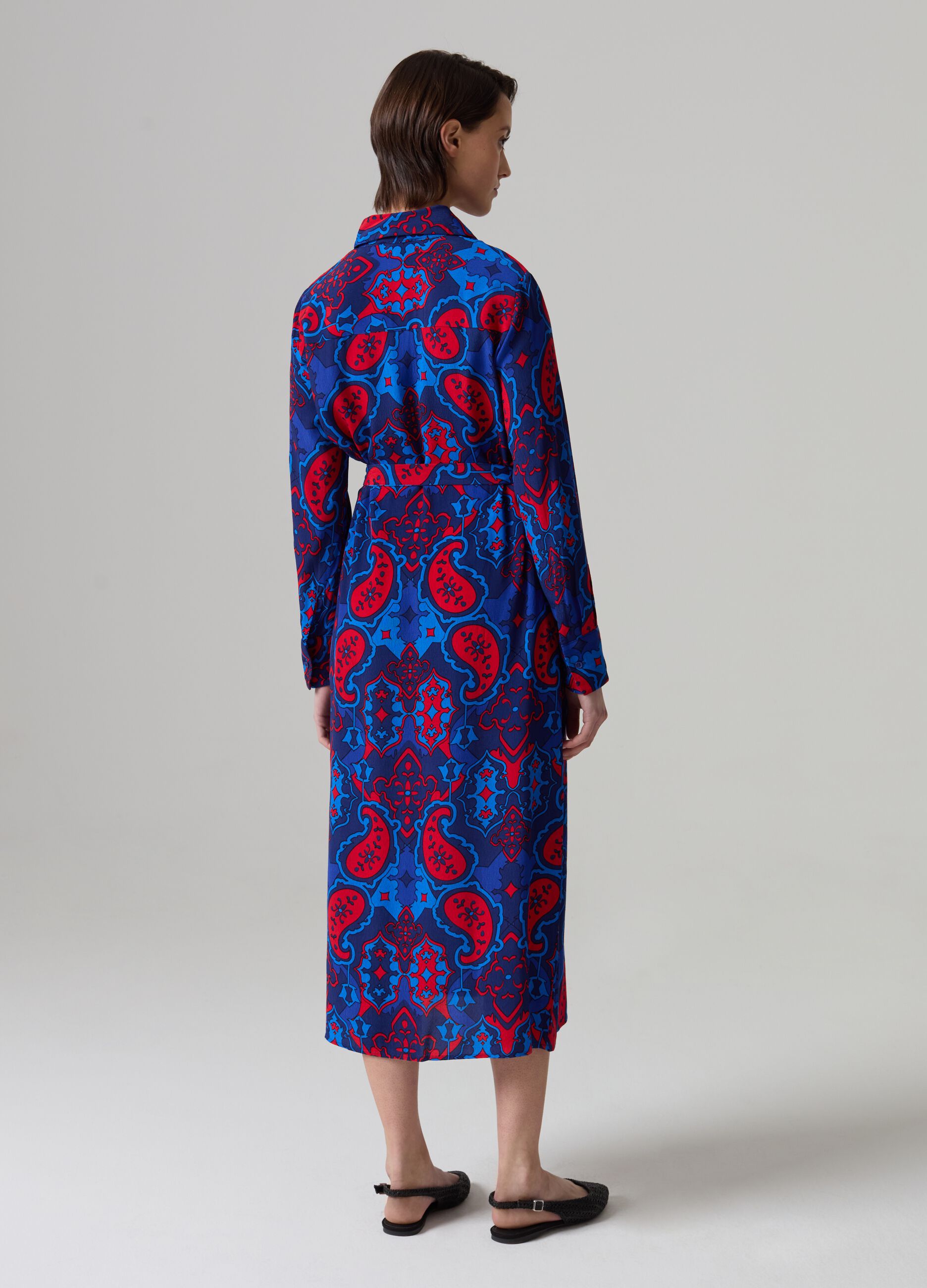 Long shirt dress with paisley print