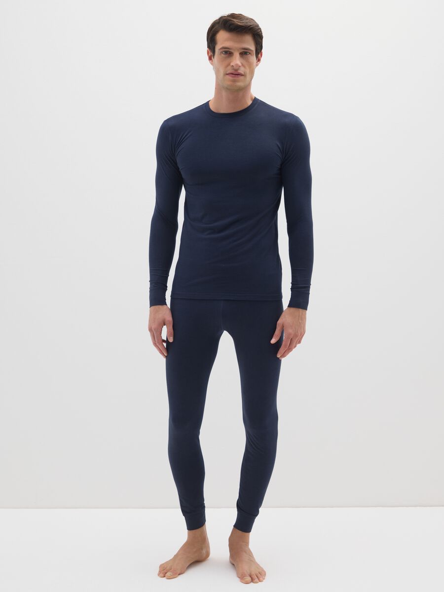 Blue Long Sleeve Regular Fit T-Shirt_1