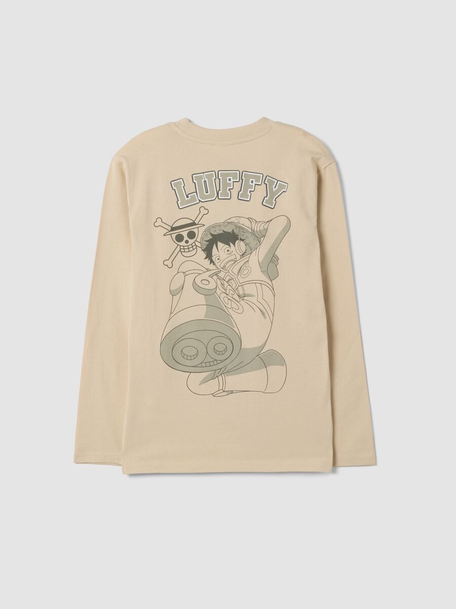 Sand pure cotton T-shirt with One Piece print, relaxed fit_2