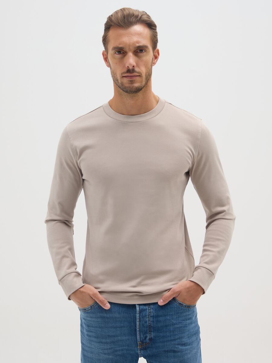 Beige pure cotton regular fit t-shirt_0
