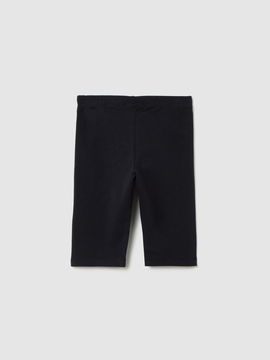Shorts da bambina in cotone elasticizzato nero_1
