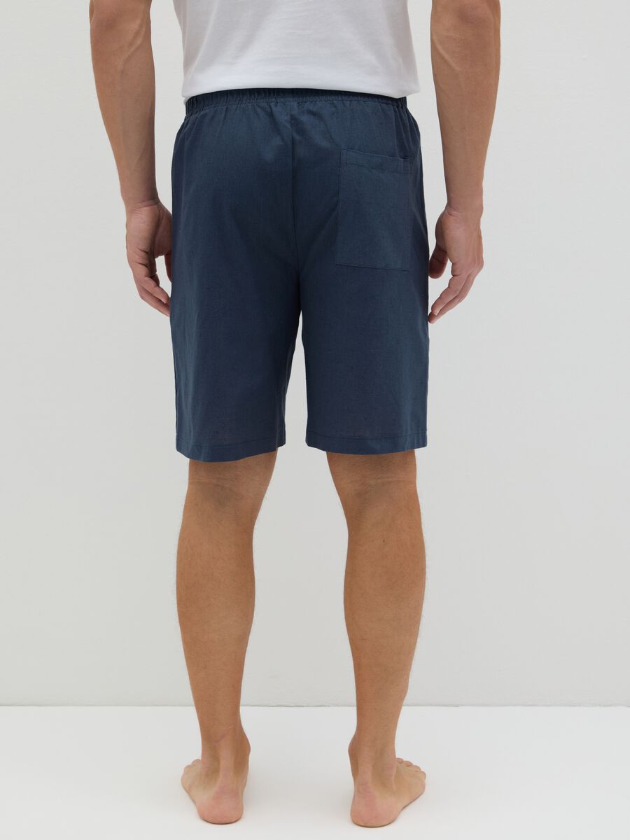 Blue pyjama shorts in cotton and linen_3