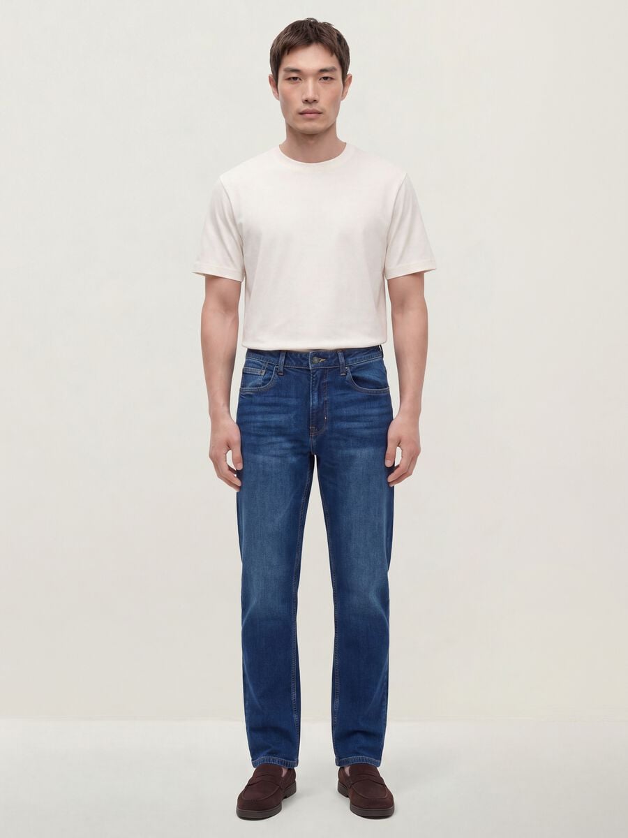 Blue comfort-fit stretch cotton jeans_0