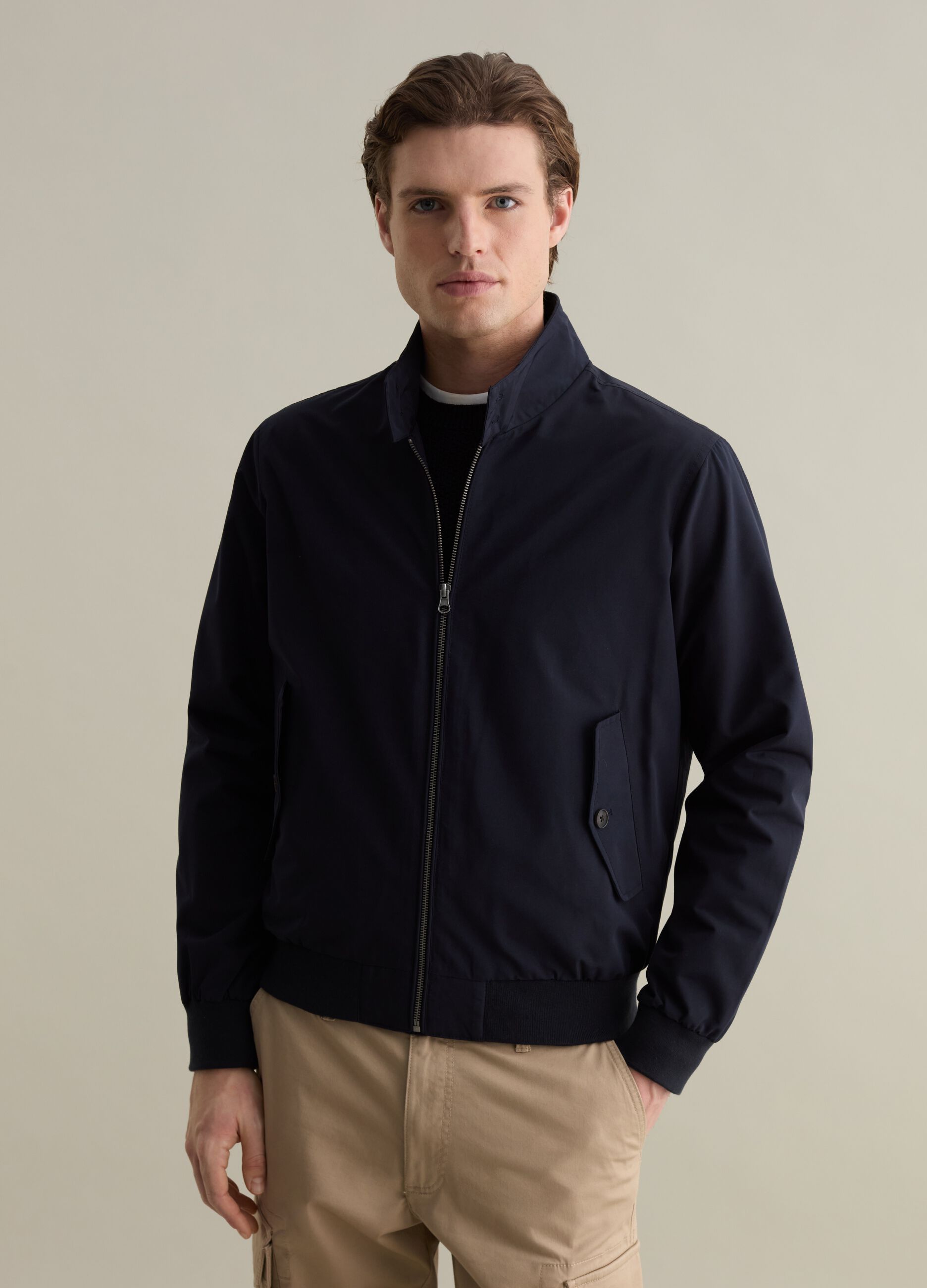 Full-zip bomber jacket with high neck